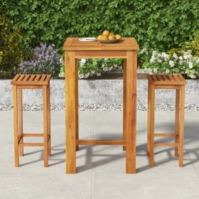 Gartentisch und Hochhocker 3 Stück aus massivem Akazienholz von , Gartensets - Ref: Foro24-3154386, Preis: 209,66 €, Rabatt: %