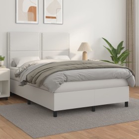 Cama box spring con colchón cuero sintético blanco 140x200cm de , Camas y somieres - Ref: Foro24-3142786, Precio: 517,76 €, D...