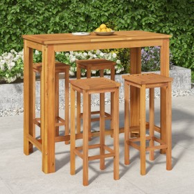 Hoher Gartentisch und Hocker, 5 Stück, massives Akazienholz von , Gartensets - Ref: Foro24-3154392, Preis: 299,31 €, Rabatt: %