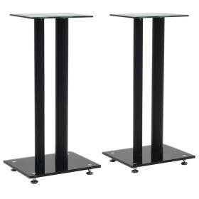 Speaker supports tempered glass design 2 pillars black 2 pcs by vidaXL, Speaker stands - Ref: Foro24-50673, Price: 69,30 €, D...