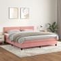 Box spring bed with pink velvet mattress 160x200 cm by , Beds and slatted bases - Ref: Foro24-3141256, Price: 483,29 €, Disco...