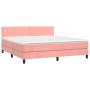 Cama box spring con colchón terciopelo rosa 160x200 cm de , Camas y somieres - Ref: Foro24-3141256, Precio: 483,29 €, Descuen...