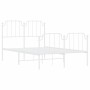 Estructura cama metal con cabecero y estribo blanco 120x190 cm de , Camas y somieres - Ref: Foro24-373951, Precio: 97,38 €, D...