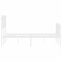 Estructura cama metal con cabecero y estribo blanco 120x190 cm de , Camas y somieres - Ref: Foro24-373951, Precio: 97,38 €, D...