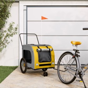 Pet Bicycle Trailer Iron Oxford Cloth Yellow Gray by , pet strollers - Ref: Foro24-93861, Price: 120,99 €, Discount: %