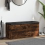 Bank aus Holzwerkstoff mit Stauraum, geräucherte Eiche, 102 x 42 x 45 cm von , Bänke für Hallen und Lager - Ref: Foro24-83505...