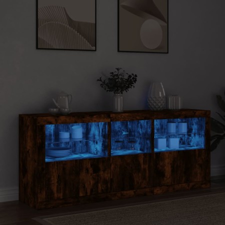 Sideboard mit LED-Leuchten, geräucherte Eiche, 162 x 37 x 67 cm von , Sideboards - Ref: Foro24-3208999, Preis: 210,70 €, Raba...