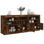 Sideboard with LED lights smoked oak 162x37x67 cm by , Sideboards - Ref: Foro24-3208999, Price: 194,99 €, Discount: %