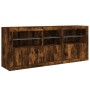 Sideboard with LED lights smoked oak 162x37x67 cm by , Sideboards - Ref: Foro24-3208999, Price: 194,99 €, Discount: %