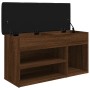 Banco zapatero madera de ingeniería marrón roble 82x32x45,5 cm de , Bancos para recibidores y almacenamiento - Ref: Foro24-83...