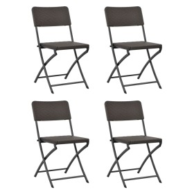 Folding garden chairs 4 units HDPE and brown steel by vidaXL, Garden chairs - Ref: Foro24-44552, Price: 201,99 €, Discount: %