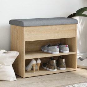 Shoe bench engineered wood Sonoma oak 62x32x50 cm by , Benches for halls and storage - Ref: Foro24-835098, Price: 74,99 €, Di...