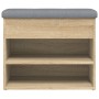 Banco zapatero madera de ingeniería roble Sonoma 62x32x50 cm de , Bancos para recibidores y almacenamiento - Ref: Foro24-8350...