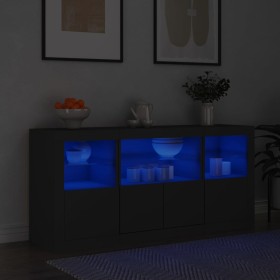 Sideboard with LED lights black 142.5x37x67 cm by , Sideboards - Ref: Foro24-3209066, Price: 176,82 €, Discount: %