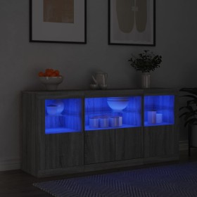 Aparador con luces LED gris Sonoma 142,5x37x67 cm de , Aparadores - Ref: Foro24-3209070, Precio: 157,84 €, Descuento: %