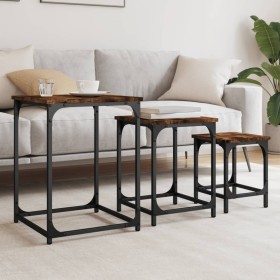 Stackable coffee tables 3 pieces engineered wood smoke oak by , Coffee table - Ref: Foro24-838925, Price: 38,20 €, Discount: %