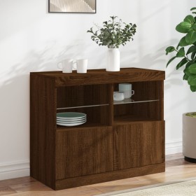 Sideboard with LED lights brown oak 81x37x67 cm by , Sideboards - Ref: Foro24-836664, Price: 82,79 €, Discount: %