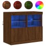 Sideboard with LED lights brown oak 81x37x67 cm by , Sideboards - Ref: Foro24-836664, Price: 82,79 €, Discount: %