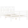 Estructura cama de matrimonio con cabecero madera maciza blanco de , Camas y somieres - Ref: Foro24-3194352, Precio: 151,86 €...