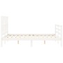 Estructura cama de matrimonio con cabecero madera maciza blanco de , Camas y somieres - Ref: Foro24-3194352, Precio: 151,86 €...