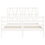 Estructura cama de matrimonio con cabecero madera maciza blanco de , Camas y somieres - Ref: Foro24-3194352, Precio: 151,86 €...