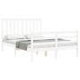 Estructura cama de matrimonio con cabecero madera maciza blanco de , Camas y somieres - Ref: Foro24-3194222, Precio: 153,54 €...