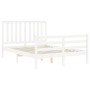 Estructura cama de matrimonio con cabecero madera maciza blanco de , Camas y somieres - Ref: Foro24-3194222, Precio: 153,54 €...