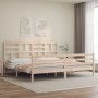 Double bed frame with solid wood headboard by , Beds and slatted bases - Ref: Foro24-3194911, Price: 152,99 €, Discount: %