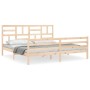 Double bed frame with solid wood headboard by , Beds and slatted bases - Ref: Foro24-3194911, Price: 152,99 €, Discount: %