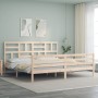 Estructura de cama de matrimonio con cabecero madera maciza de , Camas y somieres - Ref: Foro24-3194911, Precio: 153,04 €, De...