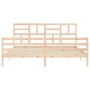 Double bed frame with solid wood headboard by , Beds and slatted bases - Ref: Foro24-3194911, Price: 152,99 €, Discount: %