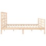 Double bed frame with solid wood headboard by , Beds and slatted bases - Ref: Foro24-3194911, Price: 152,99 €, Discount: %