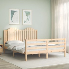 Bed frame with solid wood headboard 160x200 cm by , Beds and slatted bases - Ref: Foro24-3194191, Price: 171,99 €, Discount: %