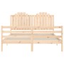 Bed frame with solid wood headboard 160x200 cm by , Beds and slatted bases - Ref: Foro24-3194191, Price: 171,81 €, Discount: %