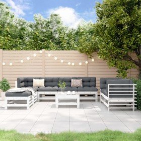 Garden table and high stools 9 pieces solid white pine wood by , Garden sets - Ref: Foro24-3186299, Price: 568,99 €, Discount: %