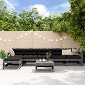 Garden furniture set 7 pieces solid gray pine wood by , Garden sets - Ref: Foro24-3186426, Price: 404,37 €, Discount: %