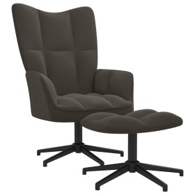 Silla de relajación con taburete terciopelo gris oscuro de , Sillones - Ref: Foro24-328107, Precio: 148,99 €, Descuento: %