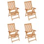 Garden chairs 4 pcs solid teak wood red checkered cushions by , Garden chairs - Ref: Foro24-3065543, Price: 461,99 €, Discoun...