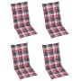 Garden chairs 4 pcs solid teak wood red checkered cushions by , Garden chairs - Ref: Foro24-3065543, Price: 461,99 €, Discoun...