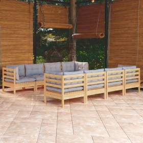 Garden furniture set 9 pieces and cushions solid pine wood by , Garden sets - Ref: Foro24-3096165, Price: 726,39 €, Discount: %