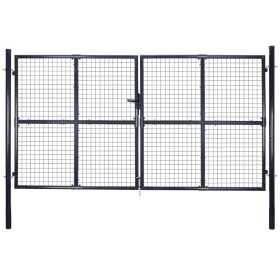 Galvanized steel garden mesh gate gray 289x200 cm by vidaXL, garden gates - Ref: Foro24-143367, Price: 538,18 €, Discount: %