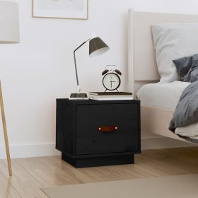 Solid black pine wood bedside table 40x34x35 cm by vidaXL, Nightstands - Ref: Foro24-818293, Price: 41,99 €, Discount: %