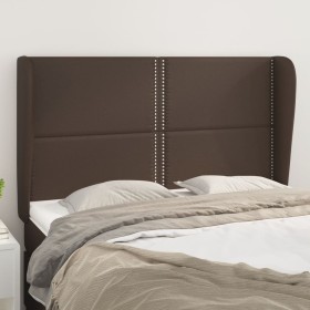 Headboard with brown synthetic leather ears 147x23x118/128 cm by , Headboards and footboards - Ref: Foro24-3117909, Price: 13...