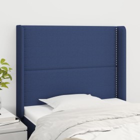 Cabecero con orejas de tela azul 93x16x118/128 cm de , Cabeceros y pies de cama - Ref: Foro24-3119428, Precio: 76,99 €, Descu...