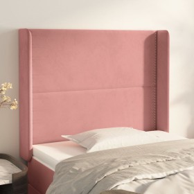 Cabecero con orejas de terciopelo rosa 83x16x118/128 cm de , Cabeceros y pies de cama - Ref: Foro24-3119475, Precio: 76,99 €,...