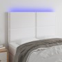 Headboard with LED lights white synthetic leather 144x5x118/128 cm by , Headboards and footboards - Ref: Foro24-3122375, Pric...