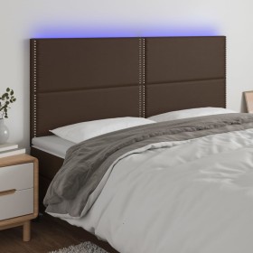 Headboard with LED lights brown synthetic leather 180x5x118/128 cm by , Headboards and footboards - Ref: Foro24-3122389, Pric...