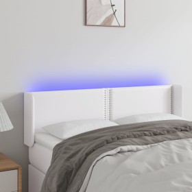 Cabecero con LED cuero sintético blanco 147x16x78/88 cm de , Cabeceros y pies de cama - Ref: Foro24-3123187, Precio: 69,62 €,...