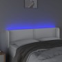 Cabecero con LED cuero sintético blanco 147x16x78/88 cm de , Cabeceros y pies de cama - Ref: Foro24-3123187, Precio: 71,84 €,...