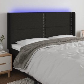 Black fabric headboard with LED 183x16x118/128 cm by , Headboards and footboards - Ref: Foro24-3123924, Price: 146,08 €, Disc...